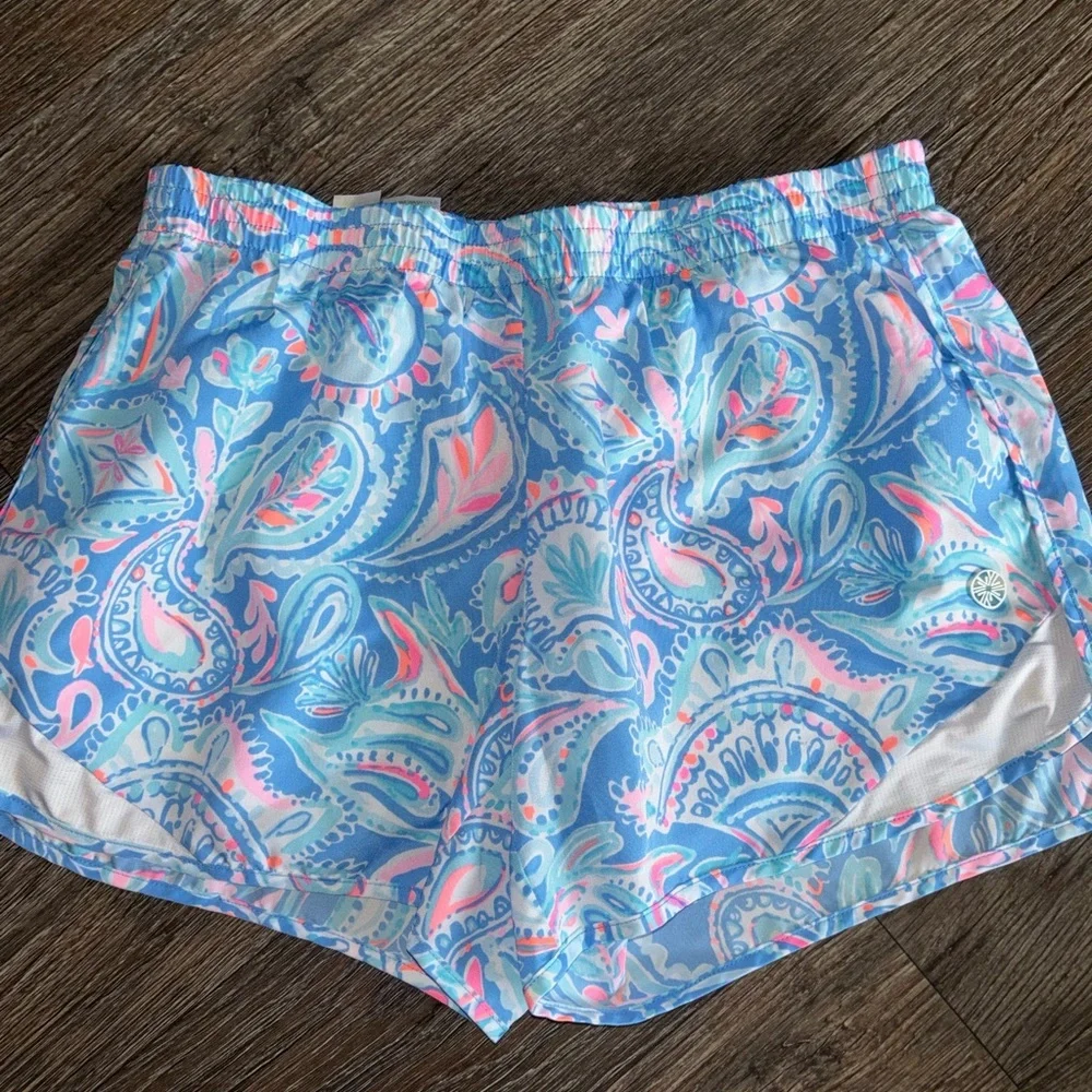 lululemon athletica Blue and Pink Paisley Athletic Shorts